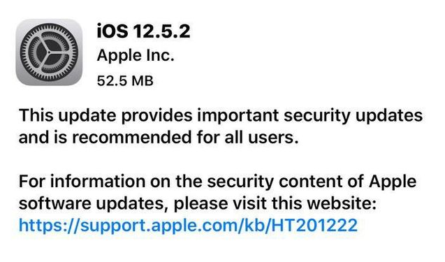 贵港苹果手机维修分享iOS12.5.2发布，建议所有老苹果用户安装 